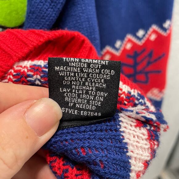 Men's Blizzard Bay T Rex Elf With Bells Christmas Holiday Sweater Size Large - Picture 6 of 6